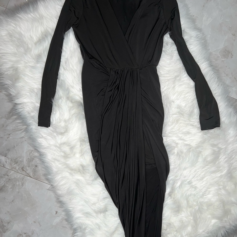 Draped Black Midi Dress